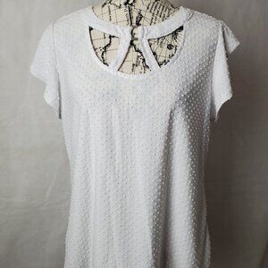Adrienne Vittadini Swiss Dot White Top - XL